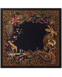 Etro - Silk Twill Scarf With Leopard And Paisley Motif - Lyst