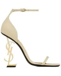 Saint Laurent - Opyum Logo Plaque Heeled Sandals - Lyst