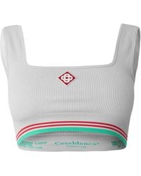 CASABLANCA - Seamless Logo Cropped Tank Top - Lyst