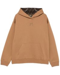 Fendi - Ff Embroidered Long Sleeved Hoodie - Lyst