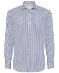 Brunello Cucinelli - Striped Poplin Slim Fit Shirt - Lyst