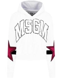 MSGM - Logo Hooded Sweater - Lyst