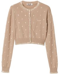Miu Miu - Long Sleeved Cardigan - Lyst