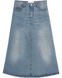 Ami Paris - Long A-Line Denim Skirt - Lyst