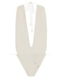 Saint Laurent - Backless V-Halter Swimsuit - Lyst