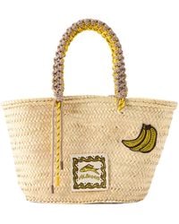 ALÉMAIS - Logo-Appliquéd Woven Raffia-Effect Bucket Bag - Lyst