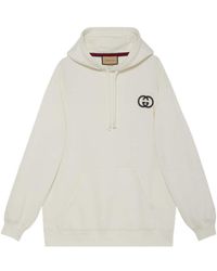 Gucci - Gg Logo Motif Embroidered Hoodie - Lyst