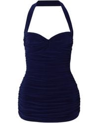 Norma Kamali - Pleated Neck One-Piece Swimsuit - Lyst