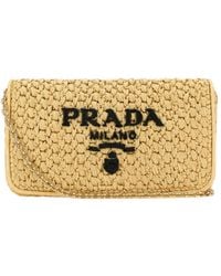 Prada - Logo-Embroidered Chain-Linked Crochet Shoulder Bag - Lyst