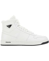 Prada - Logo Plaque High-Top Sneakers - Lyst
