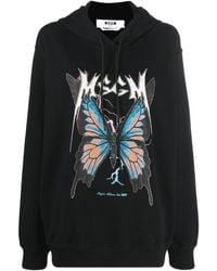 MSGM - Graphic-Print Cotton Hoodie - Lyst