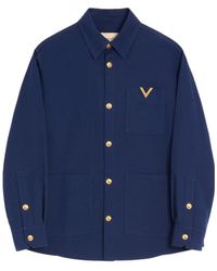 Valentino - Logo Plaque Button-Up Shirt Jacket - Lyst