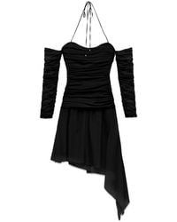 Blumarine - Gathered-Detail Sheer Asymmetric Dress - Lyst