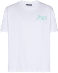 Balmain - T-Shirt With Paris Brush Print - Lyst