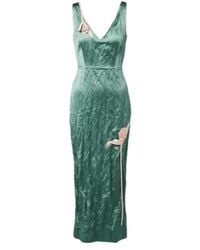 Erdem - Floral-Appliqué Satin Midi Dress - Lyst