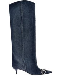 DIESEL - Pointed Toe Denim Boots - Lyst