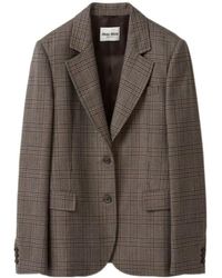Miu Miu - Single-Breasted Prince Of Wales Check Jacket - Lyst