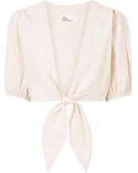 Lisa Marie Fernandez - Pouf Cropped Cotton-Poplin Wrap Top - Lyst