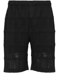 Homme Plissé Issey Miyake - Lace-Detail Plaid Pleated Shorts - Lyst