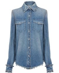 Chloé - Chloé Frayed Edge Denim Shirt - Lyst