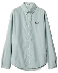 Miu Miu - Logo-Embroidered Button-Up Checked Shirt - Lyst