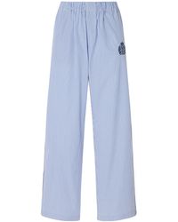 Sporty & Rich - Embroidered Striped Cotton-Poplin Pajama Pants - Lyst