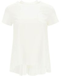 Sacai - Pleated Crewneck T-Shirt - Lyst