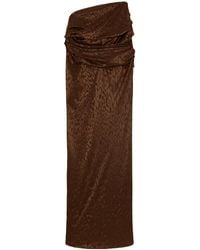 Alex Perry - Draped Leopard-Print Mesh Maxi Skirt - Lyst