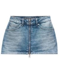 Alexander Wang - Zip-Front Denim Mini Skirt - Lyst