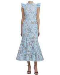 Self-Portrait - Floral-Embroidered Midi Dress - Lyst