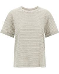 Peserico - Short Sleeved Striped Crewneck T-Shirt - Lyst