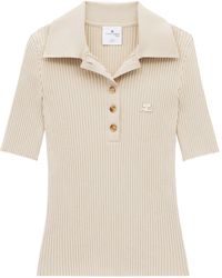 Courreges - Courrèges Rib Knit Short-Sleeved Polo Shirt - Lyst