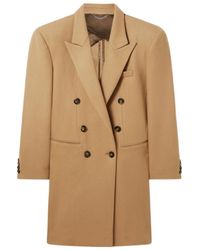 Stella McCartney - Padded-Shoulder Double-Breasted Coat - Lyst