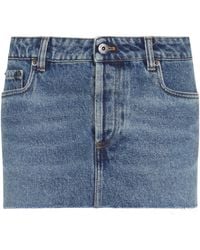 Miu Miu - Logo-Patch Frayed-Hem Mini Denim Skirt - Lyst