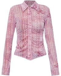 AVAVAV - Cable-Knit-Print Ruched Shirt - Lyst
