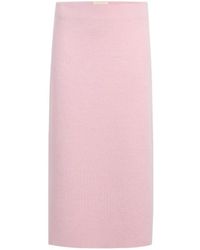 KHAITE - Ribbed Midi Skirt - Lyst