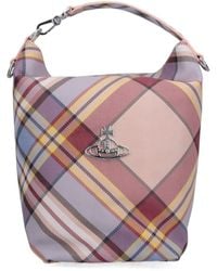 Vivienne Westwood - Logo Plaque Checked Bucket Bag - Lyst