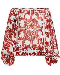 Dolce & Gabbana - Majolica-Print Poplin Top - Lyst