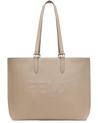 Fendi - Roma Logo Embossed Shopper Bag - Lyst