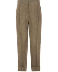 Brunello Cucinelli - High-Waisted Cropped Leg Trousers - Lyst