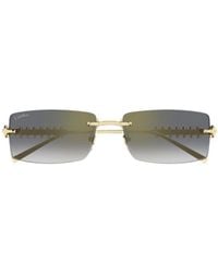 Cartier - Rectangle Frameless Sunglasses - Lyst