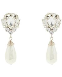 Alessandra Rich - Drop-Pearl Crystal Detail Earrings - Lyst