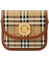 Burberry - Small Elizabeth Checked Foldover-Top Crossbody Bag - Lyst