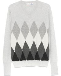 Ballantyne - Diamond Pattern V-Neck Jumper - Lyst