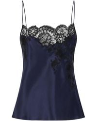 Carine Gilson - Lace-Trimmed Silk-Satin Camisole - Lyst