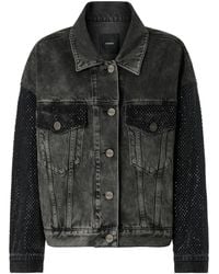 Pinko - Mini Stud Embellished Denim Trucker Jacket - Lyst
