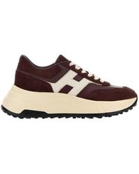 Hogan - Burgundy Suede Sneakers With Cream Accents - Lyst