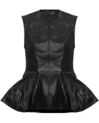 ROTATE BIRGER CHRISTENSEN - Peplum Leather Top - Lyst