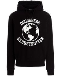 DSquared² - Globetrotter Logo Printed Drawstring Hoodie - Lyst