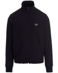 Prada - Stretch Technical Fabric Zipper Sweatshirt - Lyst